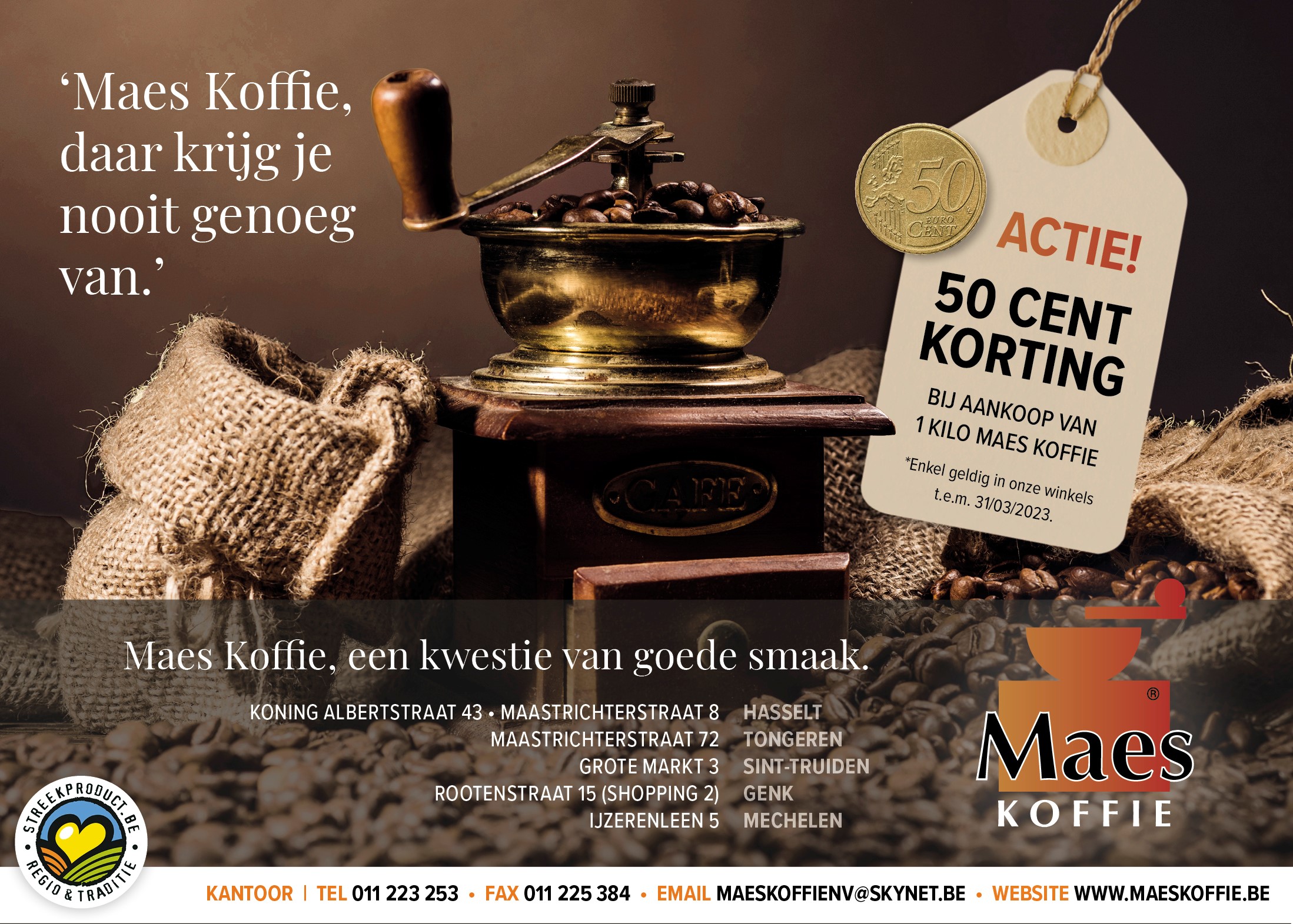 50 eurocent korting bij aankoop van 1 kg