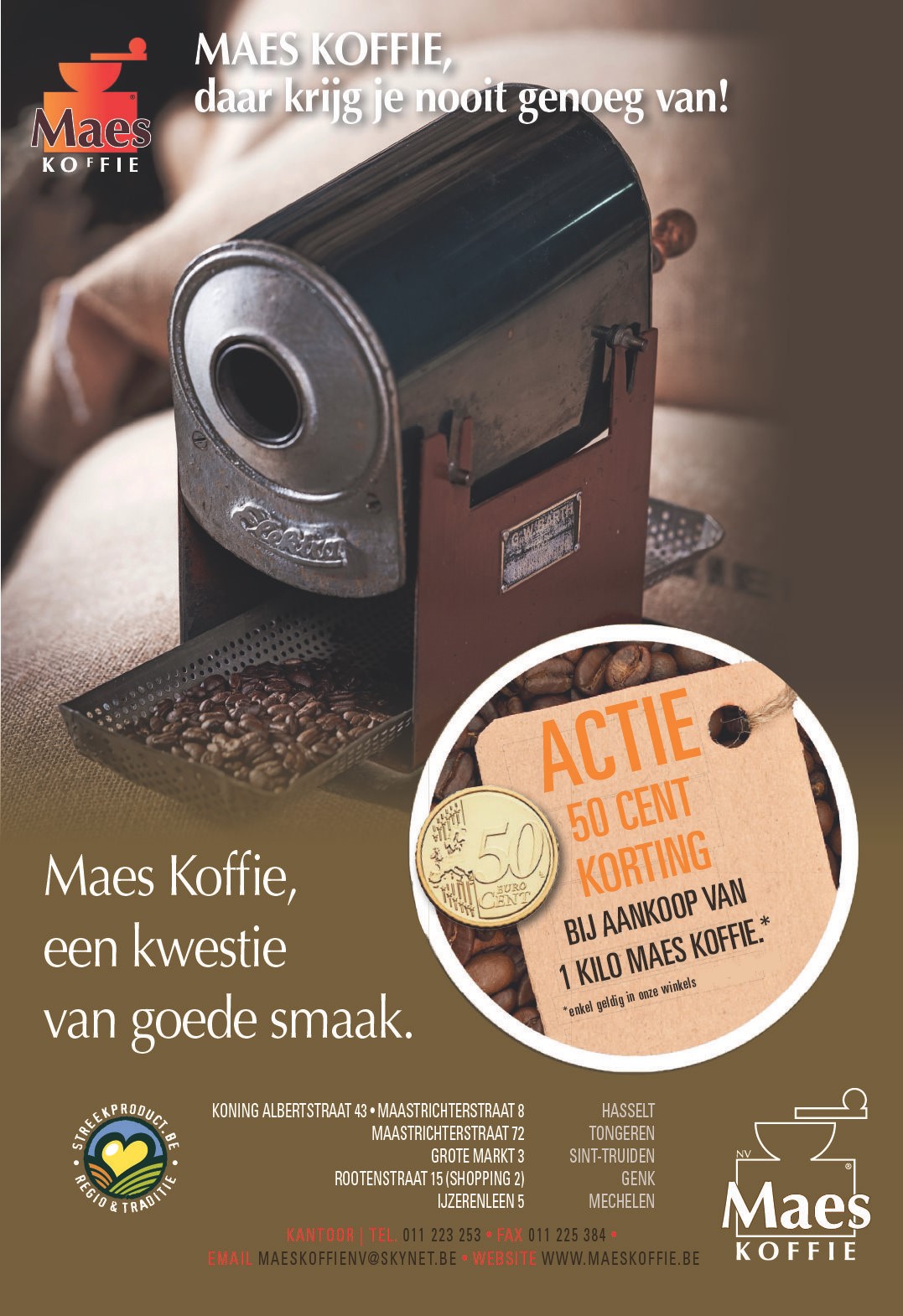 250g koffie voor 3 euro bij aankoop van 1 kg
