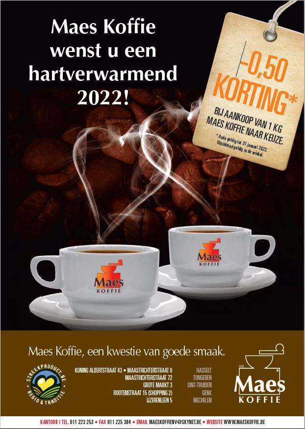 Handige 3-maandkalender 2022 bij aankoop van 1 kilo Maes Koffie