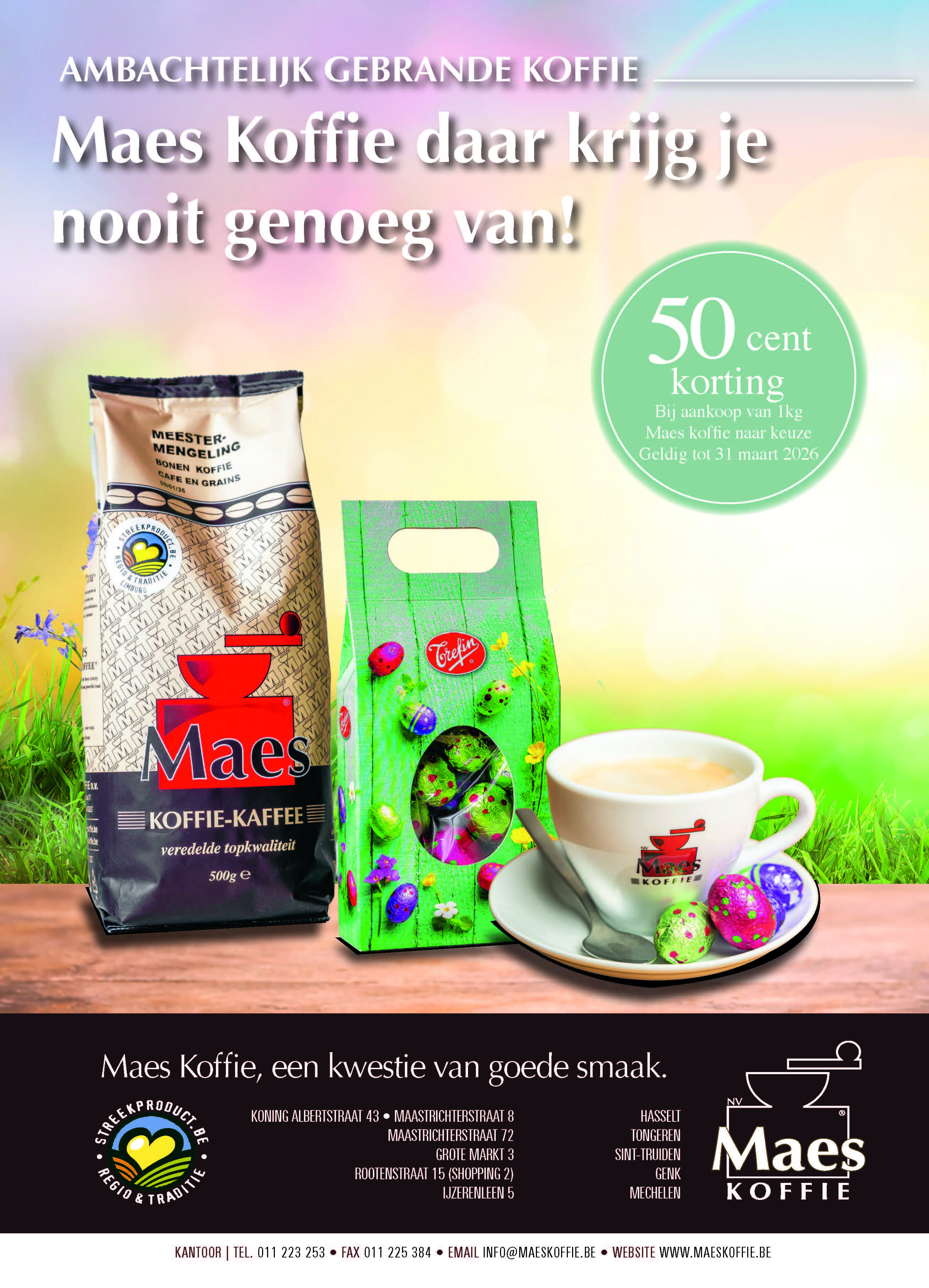 50 CENT KORTING PER KILO 